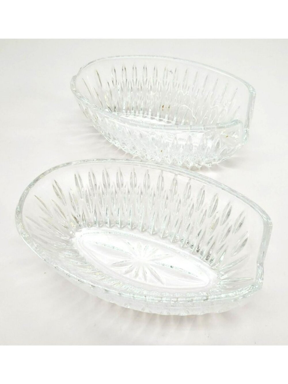 Princess House Spoon Rests Heavy Glass Oval Starburst Set Of 2 Vintage VL5074 - Picture 5 of 7